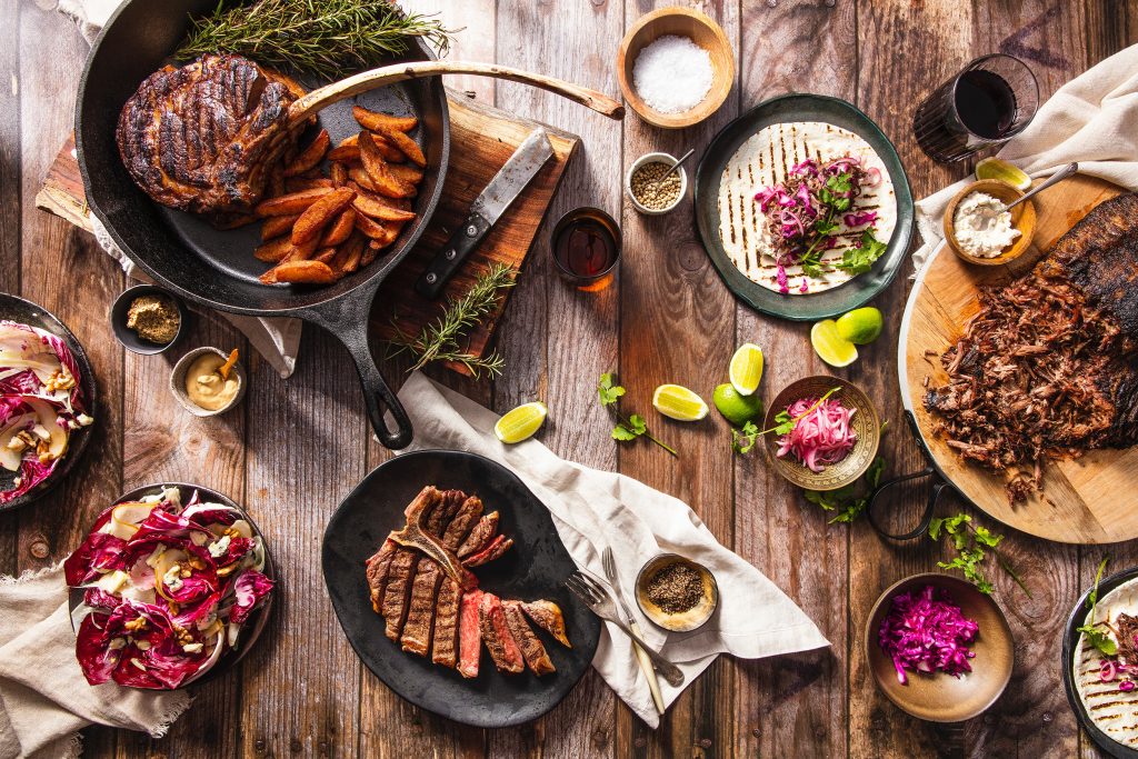 spread of gourmet dishes