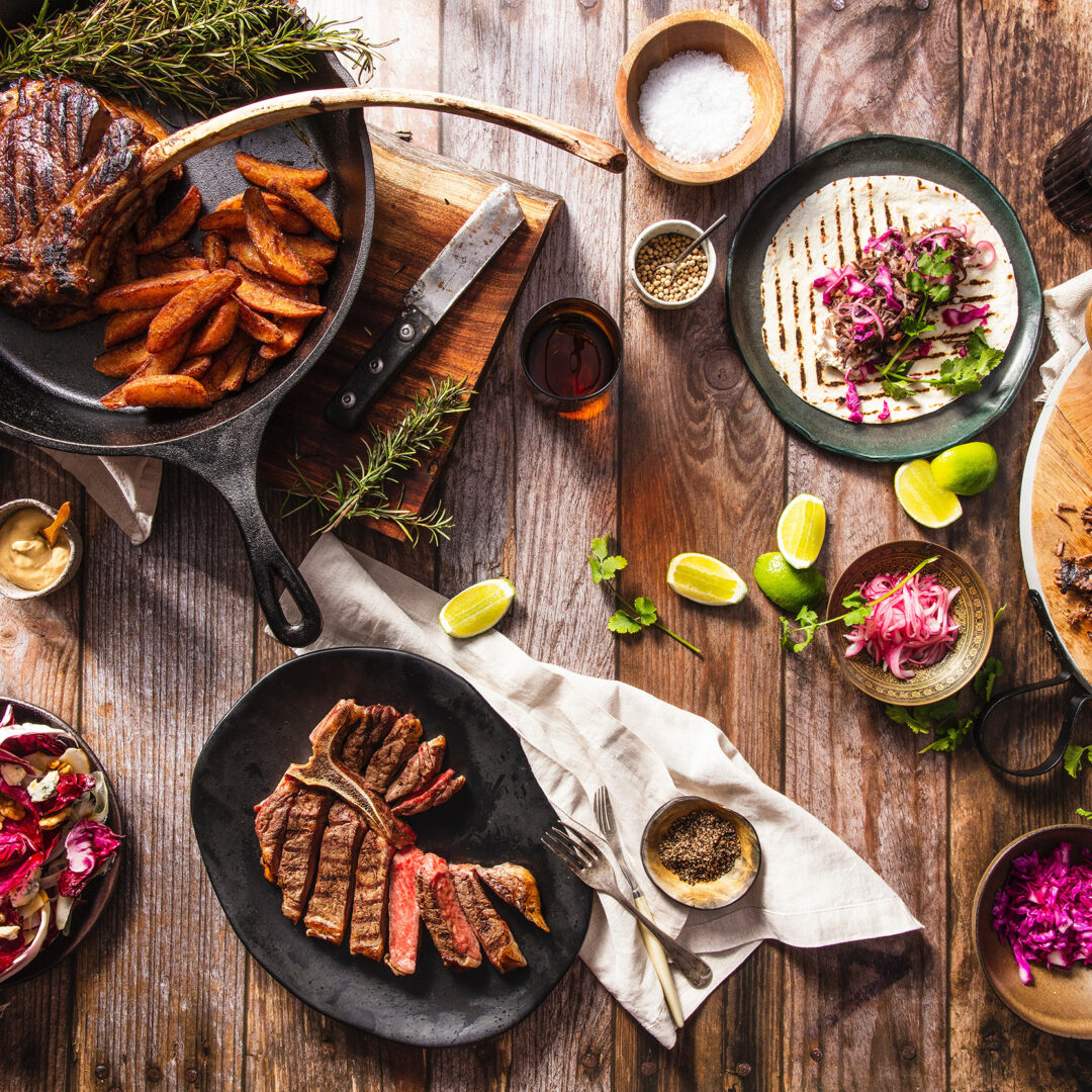 spread of gourmet dishes