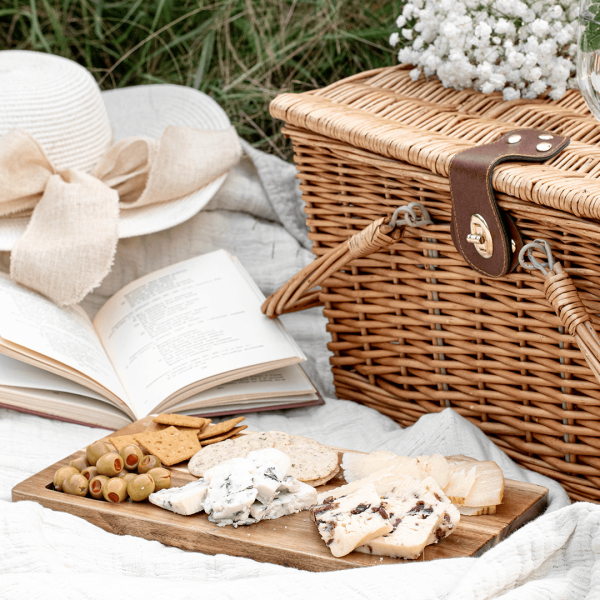 Picnic basket and cheese board