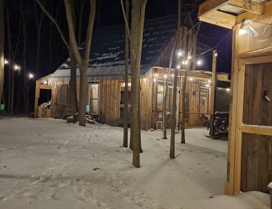Chalet in the woods in winter