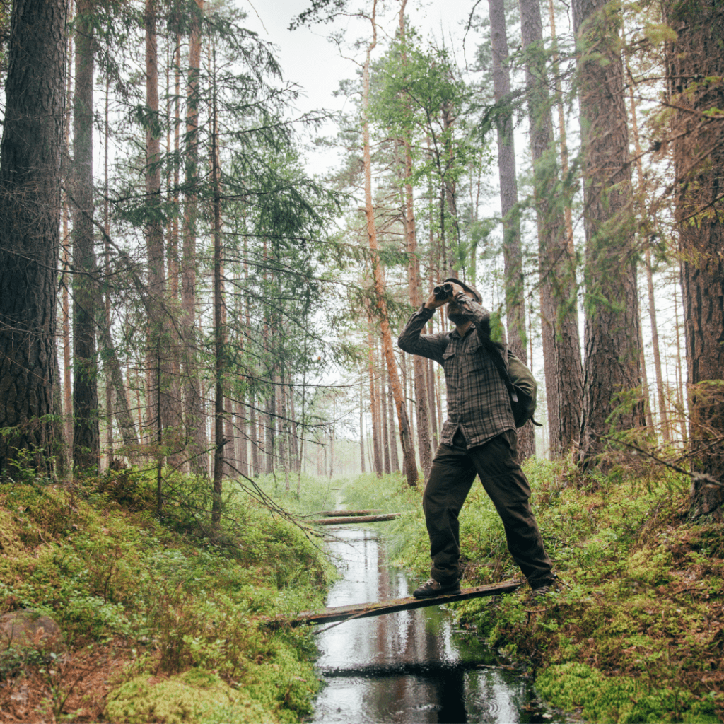 Man with binoculars