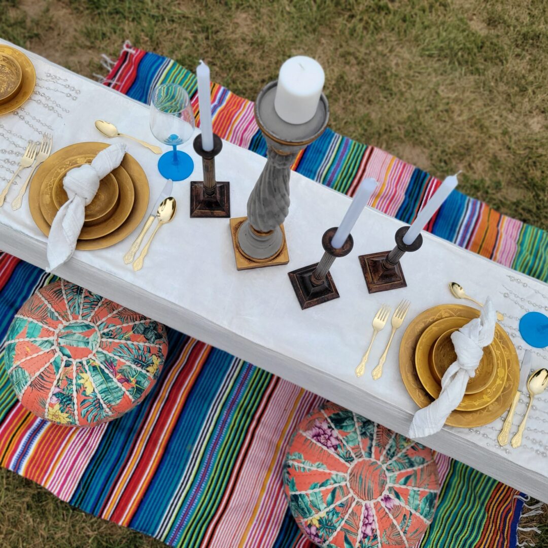 Table set up for luxury picnic