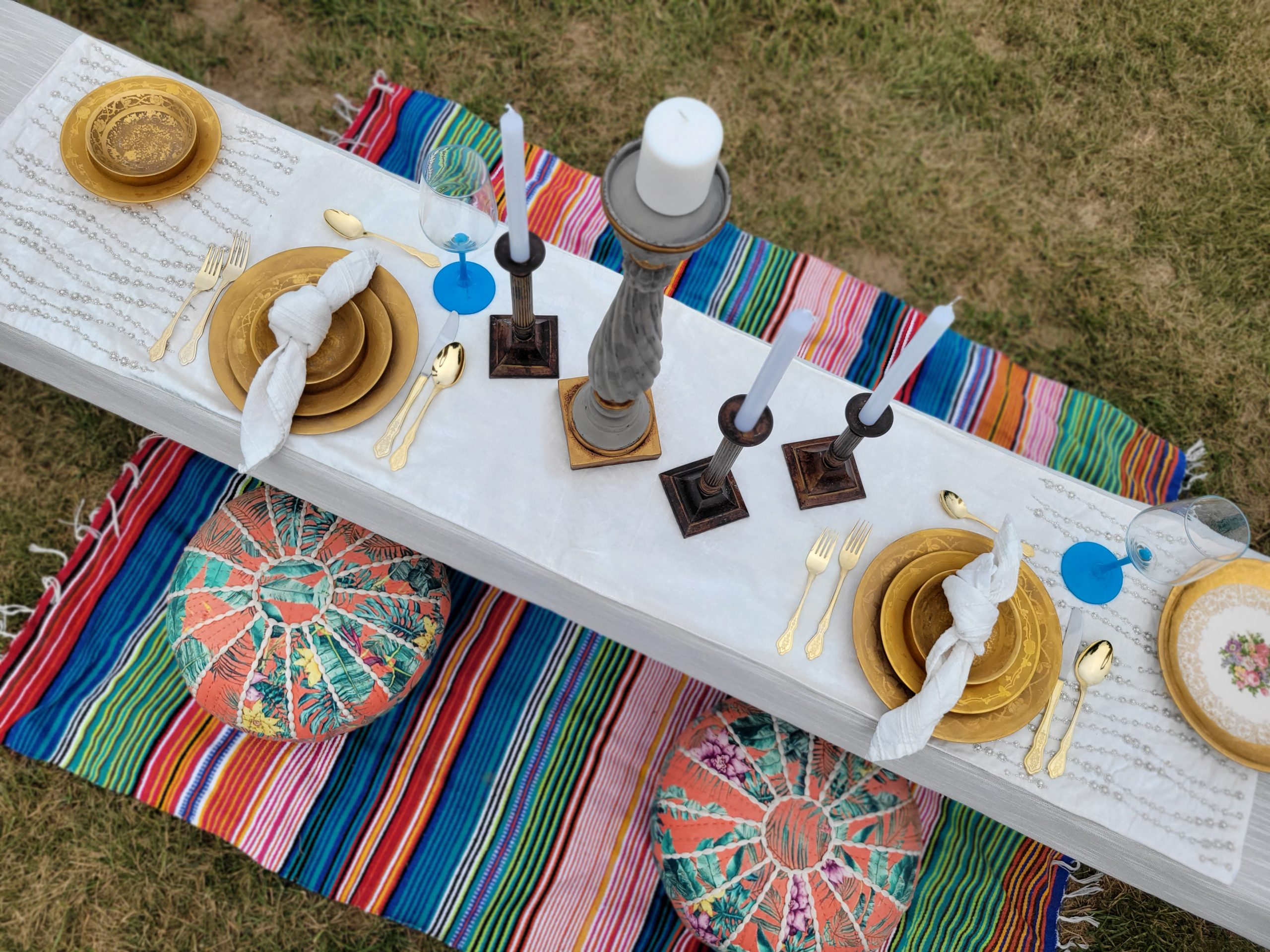 Table set up for luxury picnic